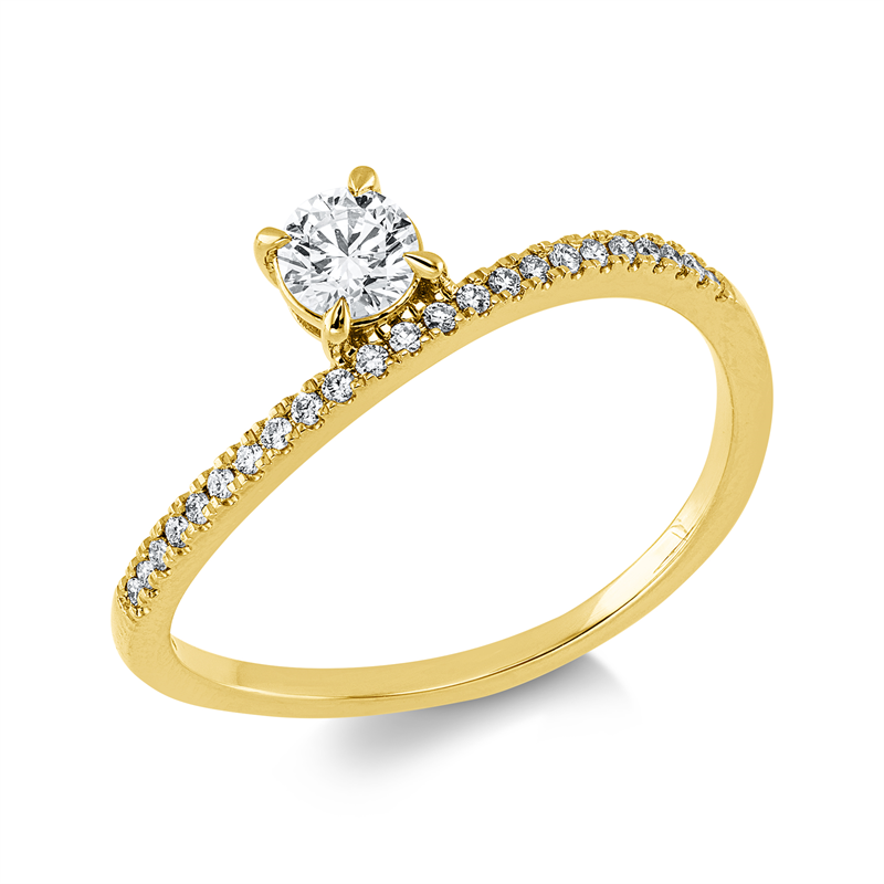 Ring 18 kt GG, 1 Brill. 0,21 ct, TW-si, 23 Brill. 0,08 ct, TW-si