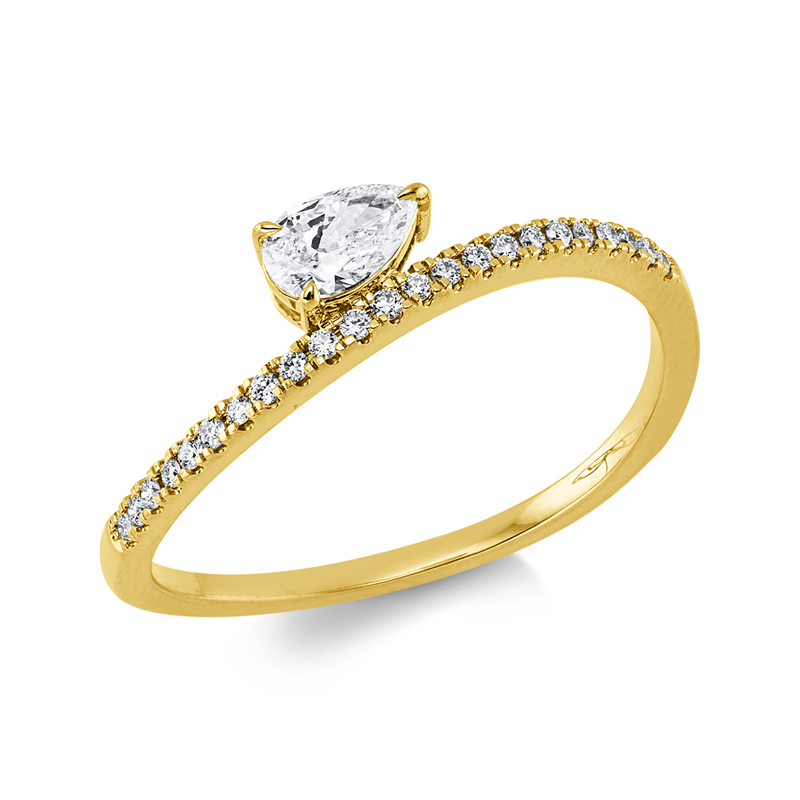 Ring 18 kt GG, 1 Tropfen 0,20 ct, TW-si, 23 Brill. 0,09 ct, TW-si