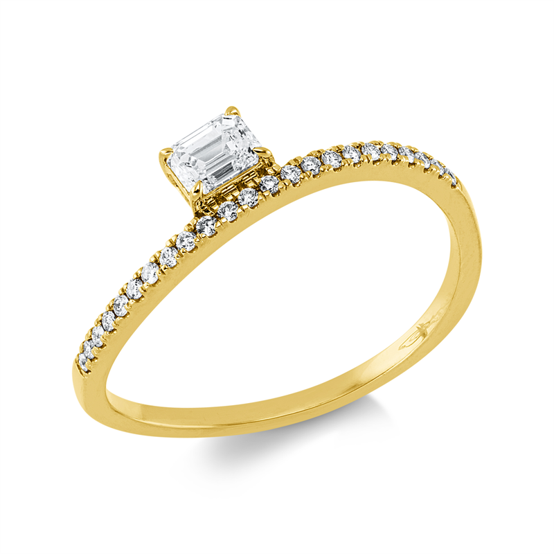 Ring 18 kt GG, 1 Sm.schliff 0,19 ct, TW-si, 23 Brill. 0,09 ct, TW-si