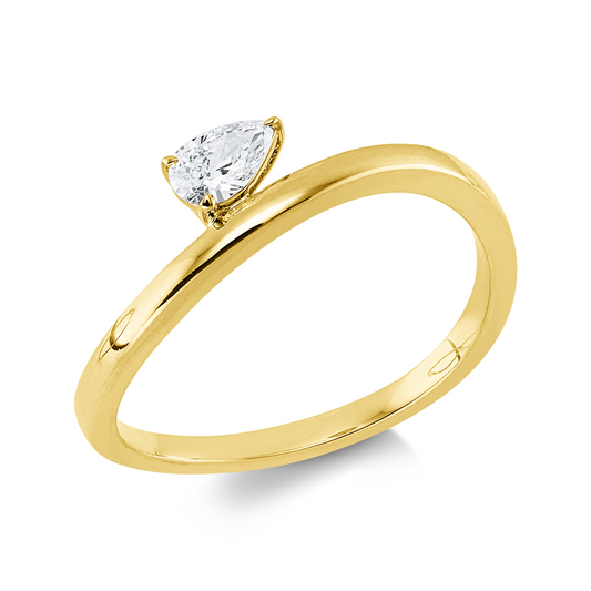 Ring 18 kt GG, 1 Tropfen 0,19 ct, TW-si