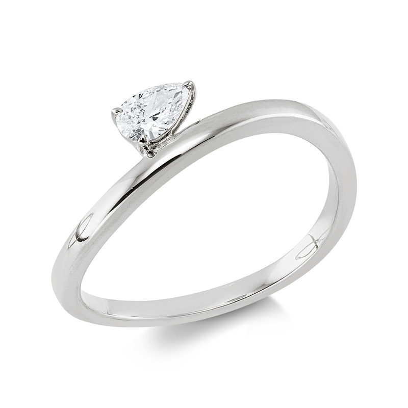 Ring 18 kt WG, 1 Tropfen 0,19 ct, TW-si