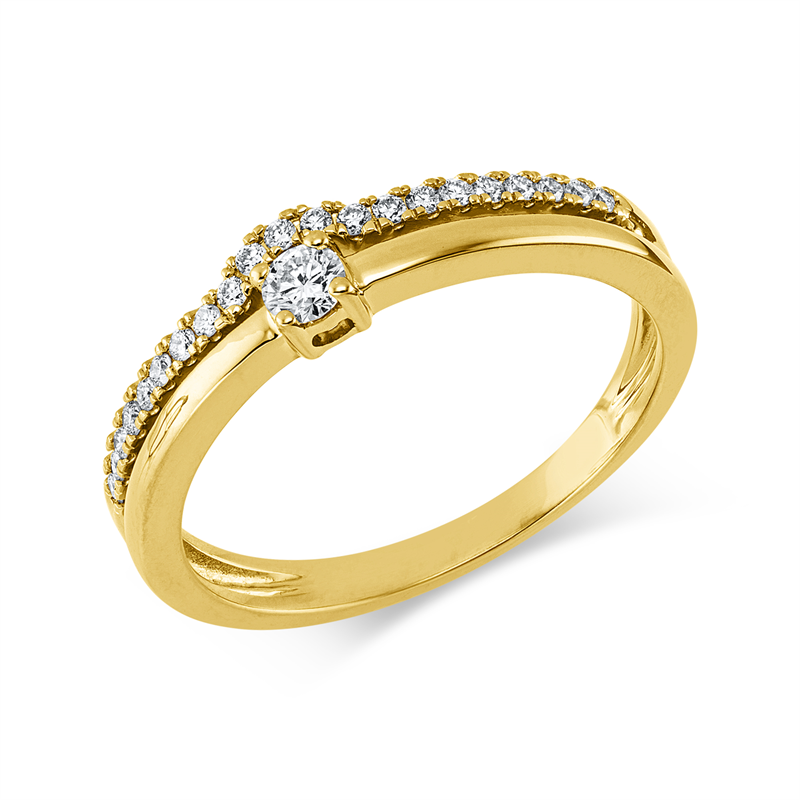 Ring 18 kt GG, 1 Brill. 0,08 ct, TW-si, 21 Brill. 0,13 ct, TW-si