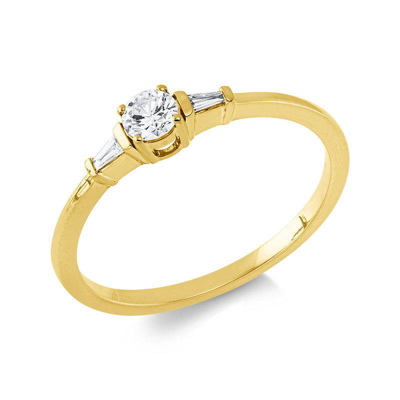 Ring 18 kt GG, 1 Brill. 0,16 ct, TW-si, 2 Trap. 0,04 ct, TW-si