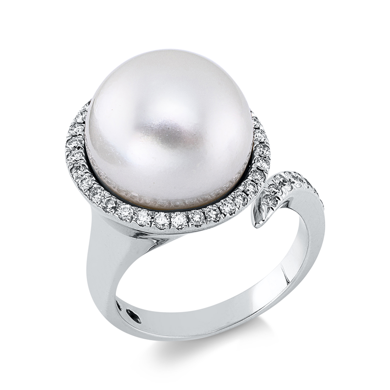 Ring 18 kt WG, 41 Brill. 0,36 ct, F-si, 1 SW weiß 12,4 mm