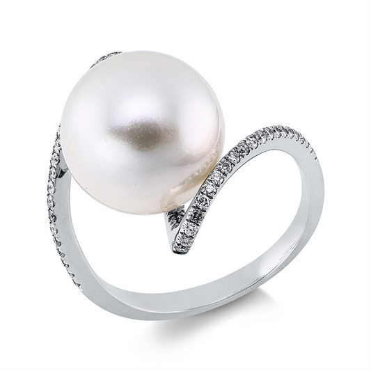 Ring 18 kt WG, 46 Brill. 0,25 ct, F-si/pi, 1 SW weiß 12,3 mm