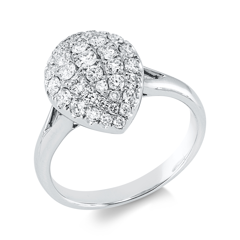 Ring 18 kt WG, 41 Brill. 0,84 ct, F-vsi