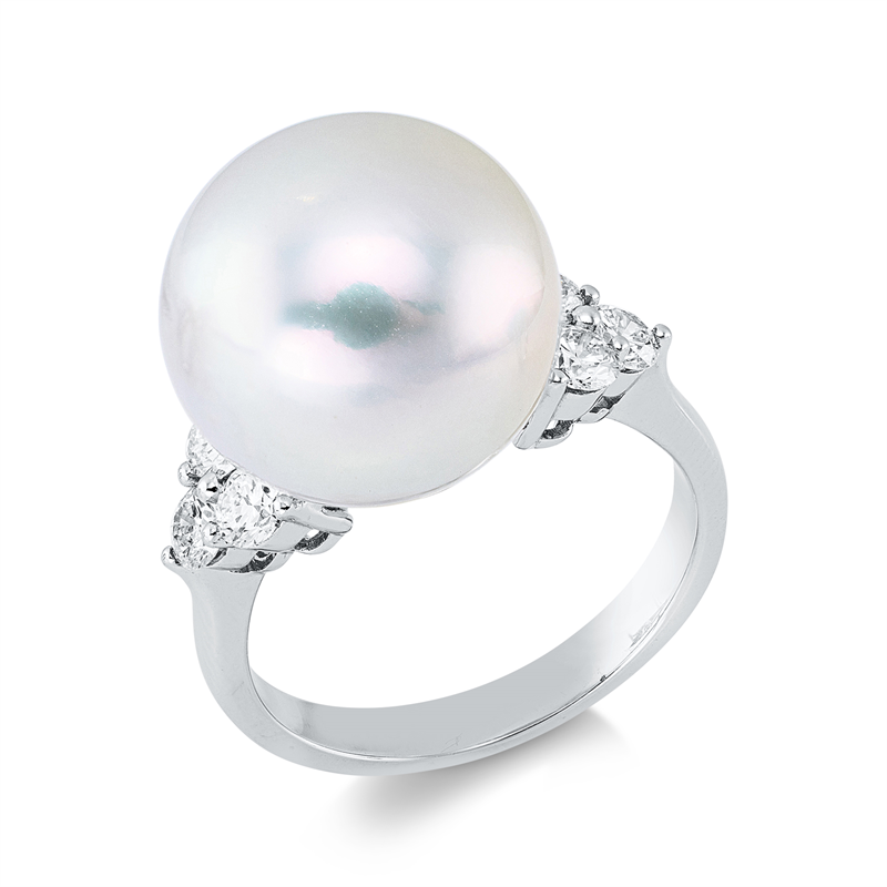 Ring 18 kt WG, 6 Brill. 0,66 ct, F-si, 1 SW weiß 13,5 mm