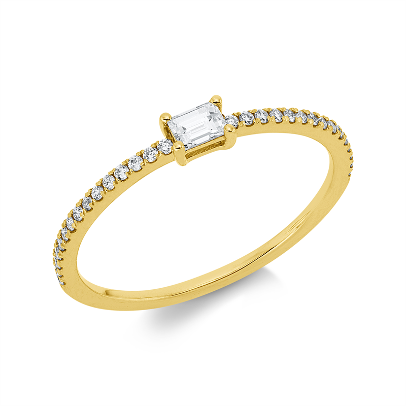 Ring 18 kt GG, 1 Bag. 0,10 ct, TW-si, 30 Brill. 0,11 ct, TW-si