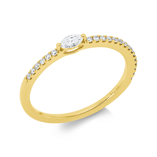 Ring 18 kt GG, 1 Nav. 0,09 ct, TW-si, 21 Brill. 0,13 ct, TW-si