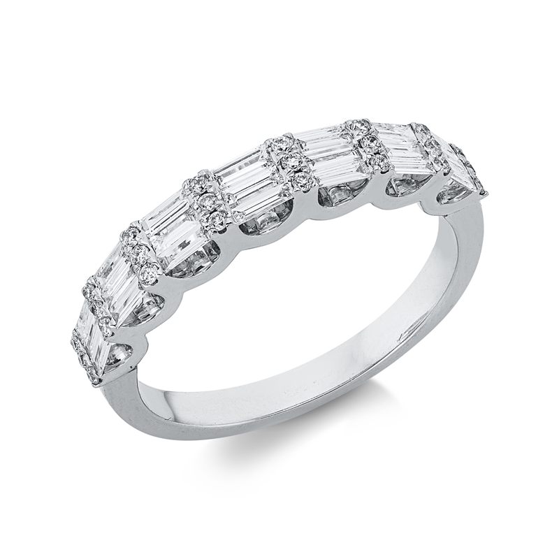Ring 18 kt WG, 21 Bag. 0,43 ct, TW-si, 24 Brill. 0,11 ct, TW-si