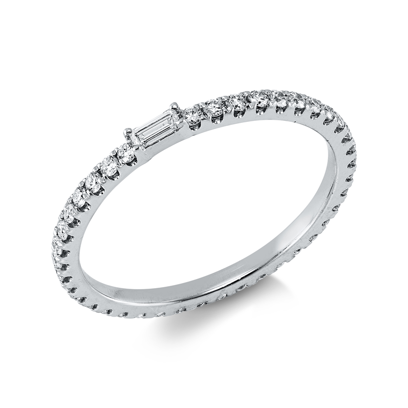 Ring 18 kt WG, 1 Bag. 0,04 ct, TW-vsi/si, 40 Brill. 0,36 ct, TW-vsi/si