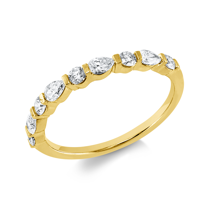 Ring 18 kt GG, 4 Tropfen 0,28 ct, TW-vsi/si, 5 Brill. 0,21 ct, TW-vsi/si