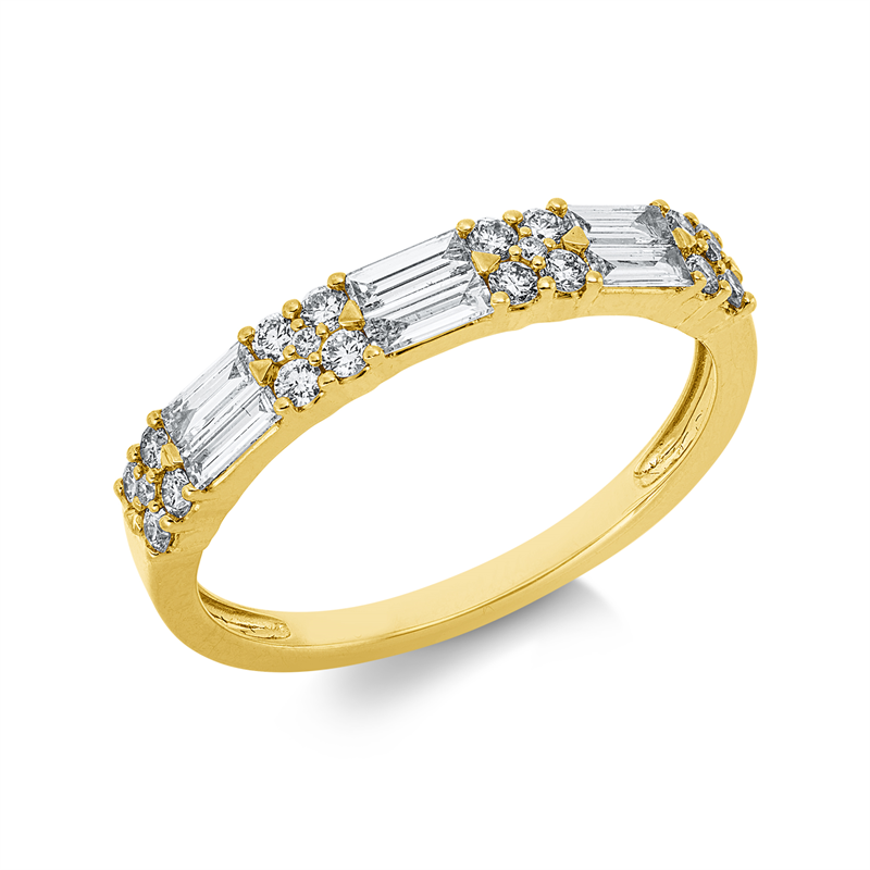 Ring 18 kt GG, 20 Brill. 0,23 ct, TW-vsi/si, 6 Bag. 0,29 ct, TW-vsi/si