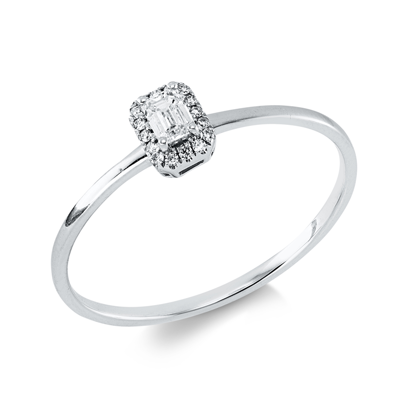 Ring 18 kt WG, 1 Sm.schliff 0,11 ct, TW-si, 16 Brill. 0,04 ct, TW-si