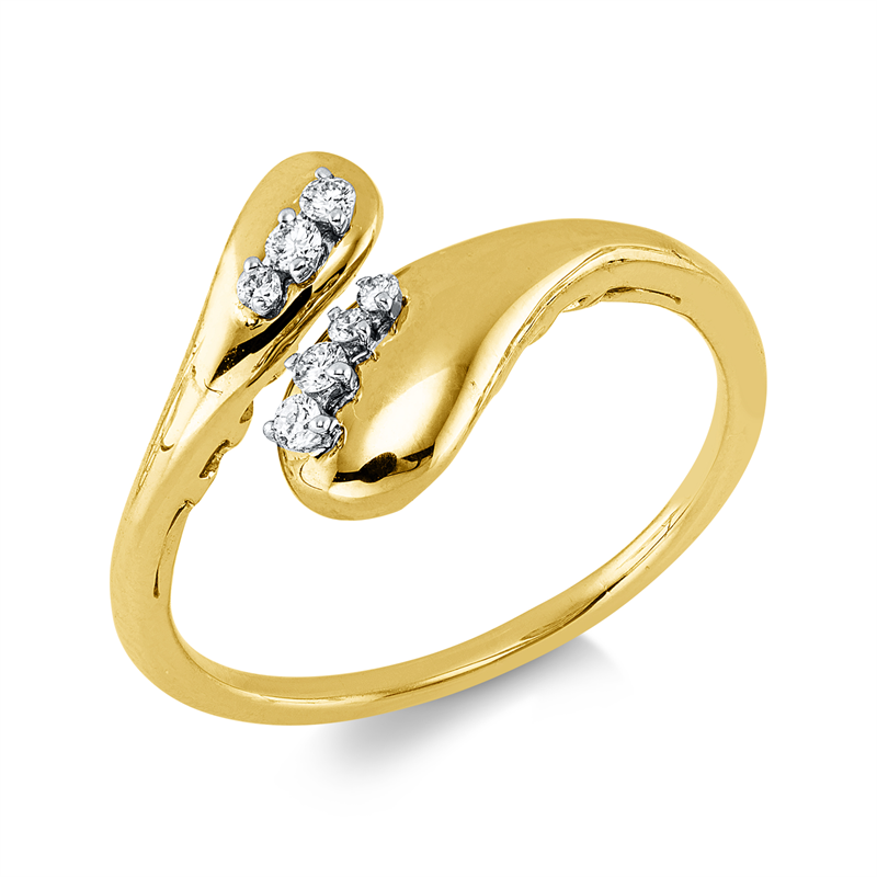 Ring 18 kt GG+WG, Fassung rhodiniert, 7 Brill. 0,08 ct, TW-si
