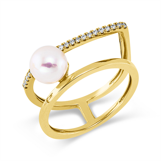 Ring 18 kt GG, 23 Brill. 0,11 ct, TW-si, 1 SW weiß 6,5 mm