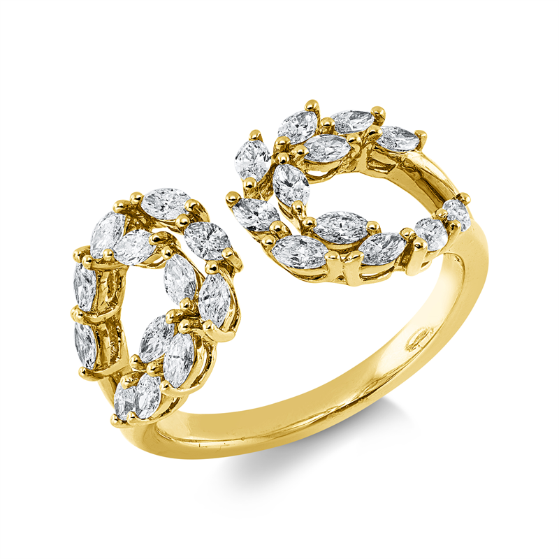 Ring 18 kt GG, 24 Nav. 0,84 ct, TW-vsi