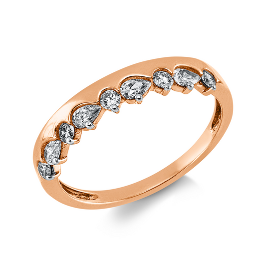 Ring 18 kt RG+WG, Fassung rhodiniert, 4 Tropfen 0,18 ct, TW-vsi, 5 Brill. 0,15 ct, TW-si