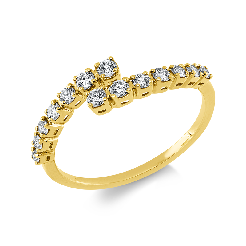 Ring 18 kt GG, 14 Brill. 0,33 ct, TW-si