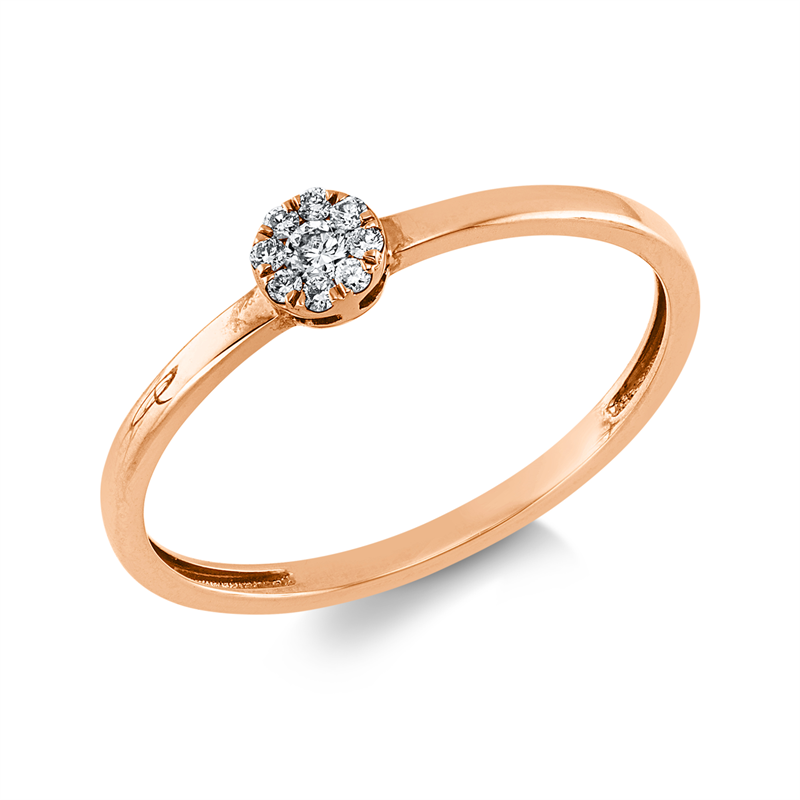 Ring 18 kt RG, 9 Brill. 0,08 ct, TW-si