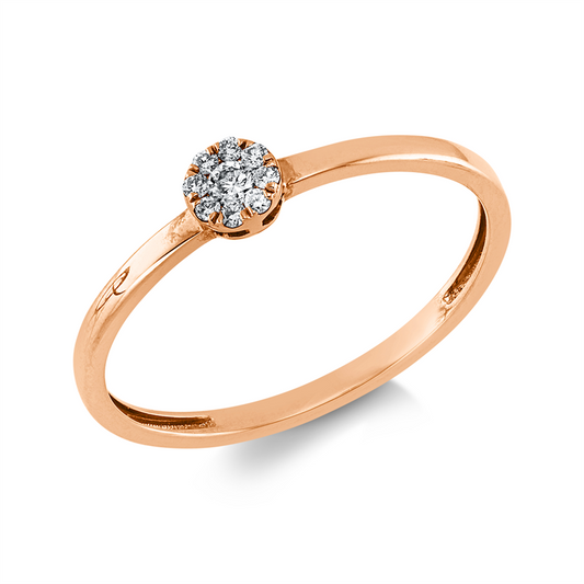Ring 18 kt RG, 9 Brill. 0,08 ct, TW-si