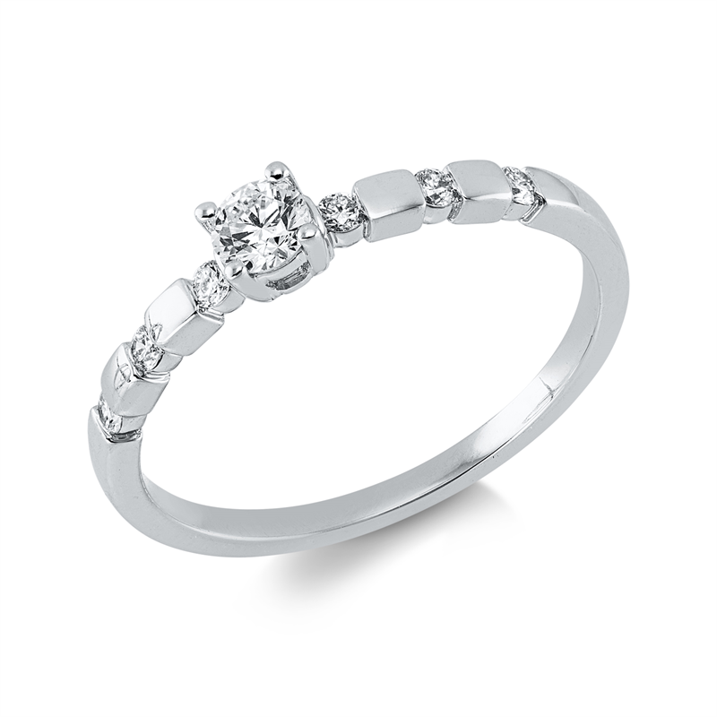 Ring 18 kt WG, 1 Brill. 0,16 ct, TW-si, 6 Brill. 0,10 ct, TW-si