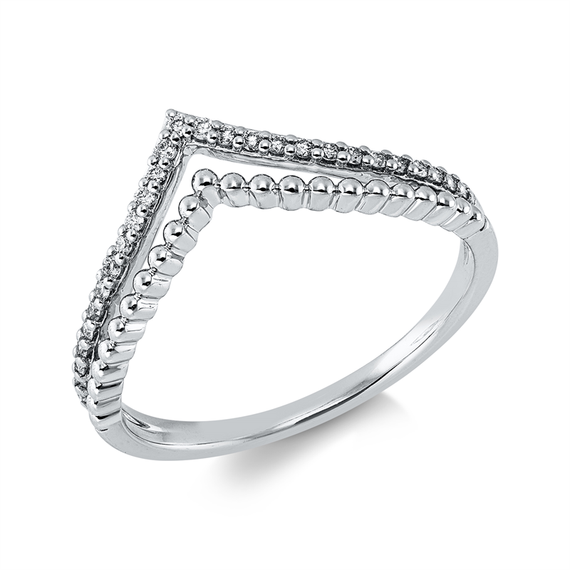 Ring 18 kt WG, 1 Brill. 0,01 ct, TW-si, 26 Brill. 0,11 ct, TW-si