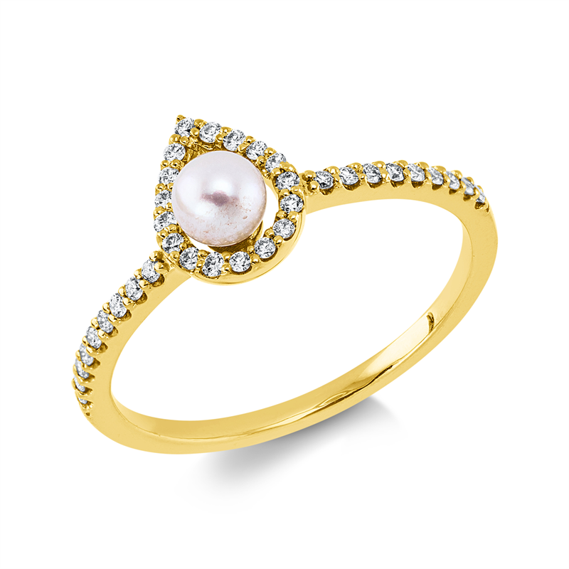Ring 18 kt GG, 35 Brill. 0,16 ct, TW-si, 1 SW weiß 4 mm