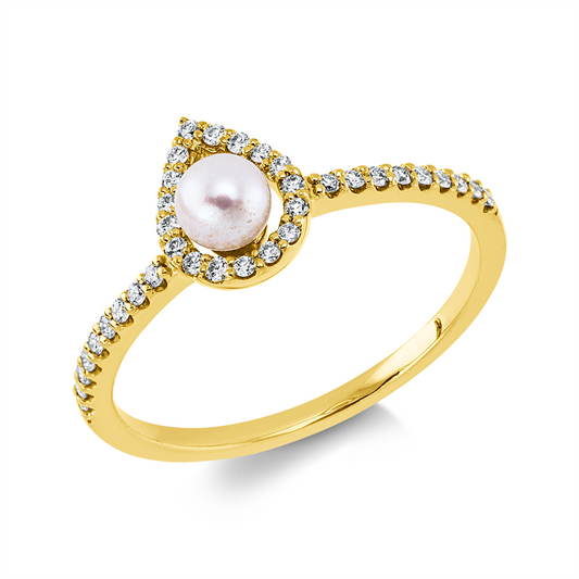 Ring 18 kt GG, 35 Brill. 0,16 ct, TW-si, 1 SW weiß 4 mm