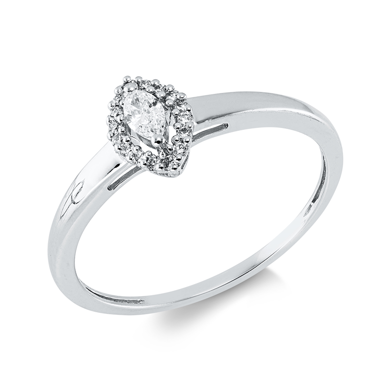 Ring 18 kt WG, 1 Nav. 0,08 ct, TW-si, 16 Brill. 0,06 ct, TW-si