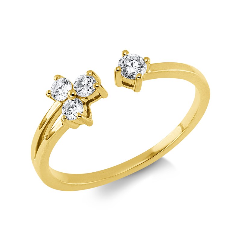 Ring 18 kt GG, 1 Brill. 0,09 ct, TW-si, 3 Brill. 0,16 ct, TW-si