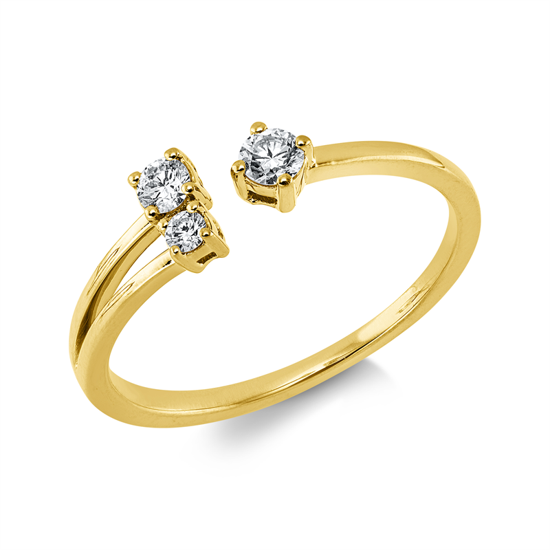 Ring 18 kt GG, 1 Brill. 0,06 ct, TW-si, 1 Brill. 0,08 ct, TW-si, 1 Brill. 0,03 ct, TW-si