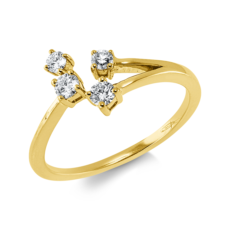 Ring 18 kt GG, 2 Brill. 0,16 ct, TW-si, 2 Brill. 0,10 ct, TW-si