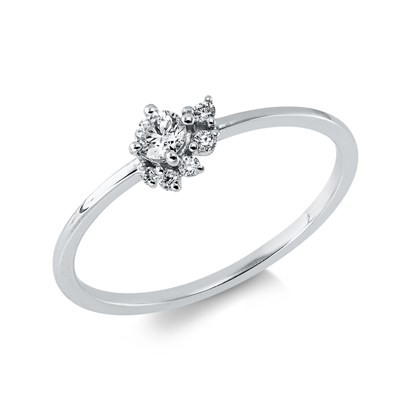 Ring 18 kt WG, 5 Brill. 0,13 ct, TW-si, 1 Brill. 0,01 ct, TW-si