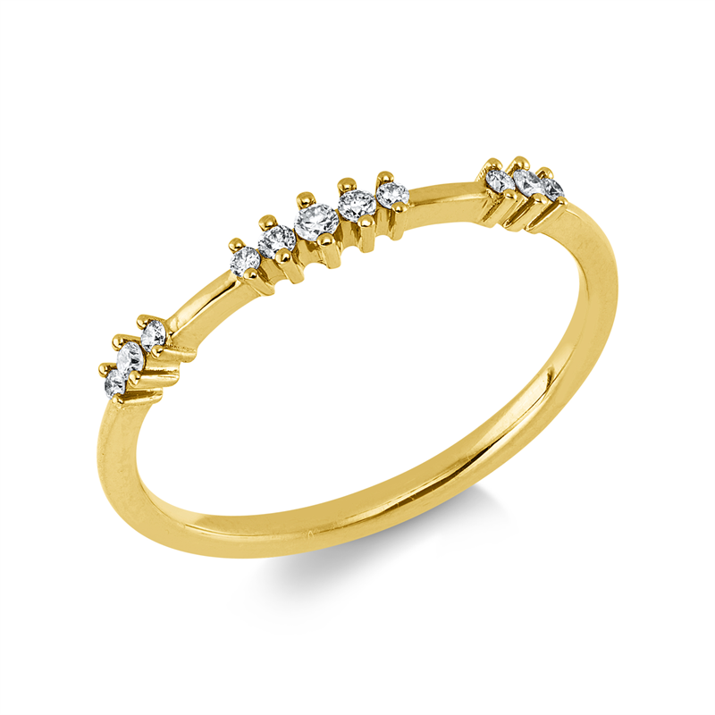 Ring 18 kt GG, 5 Brill. 0,05 ct, TW-pi, 6 Brill. 0,04 ct, TW-pi
