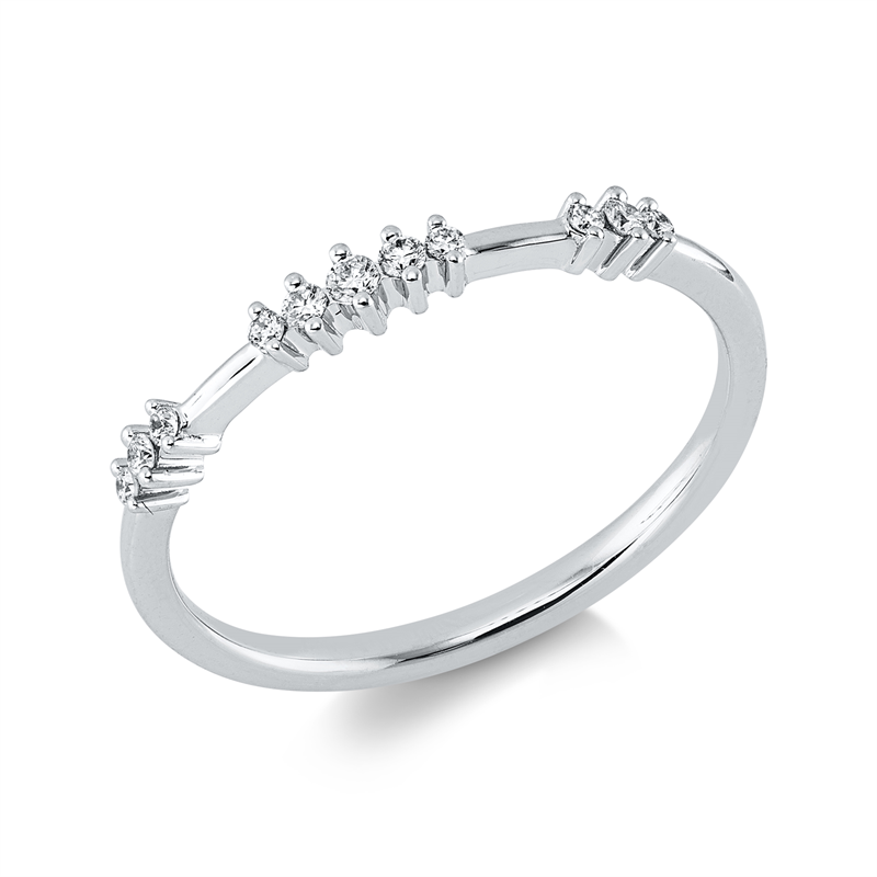 Ring 18 kt WG, 5 Brill. 0,05 ct, TW-pi, 6 Brill. 0,04 ct, TW-pi