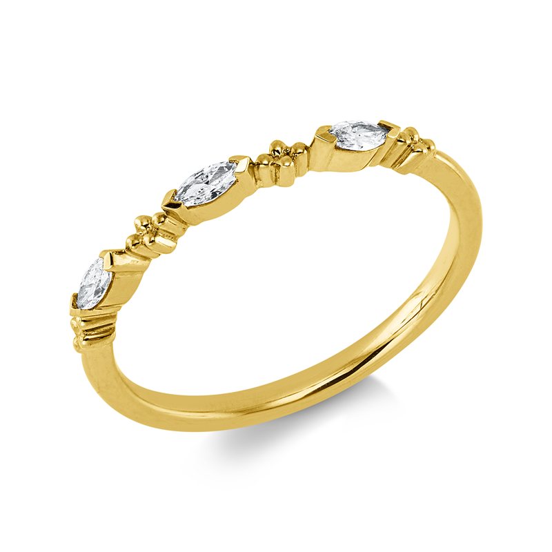 Ring 18 kt GG, 3 Nav. 0,12 ct, TW-si