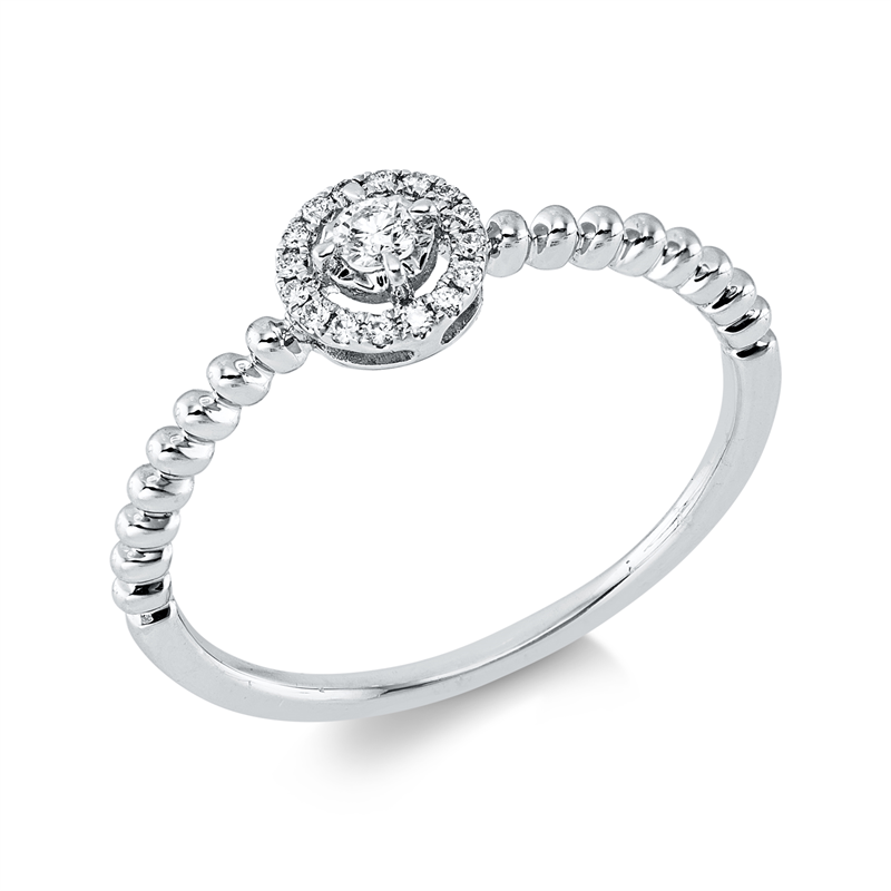 Ring 18 kt WG, 1 Brill. 0,04 ct, TW-pi, 16 Brill. 0,05 ct, TW-pi