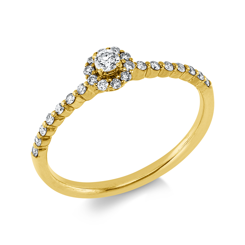 Ring 18 kt GG, 1 Brill. 0,06 ct, TW-pi, 24 Brill. 0,16 ct, TW-pi