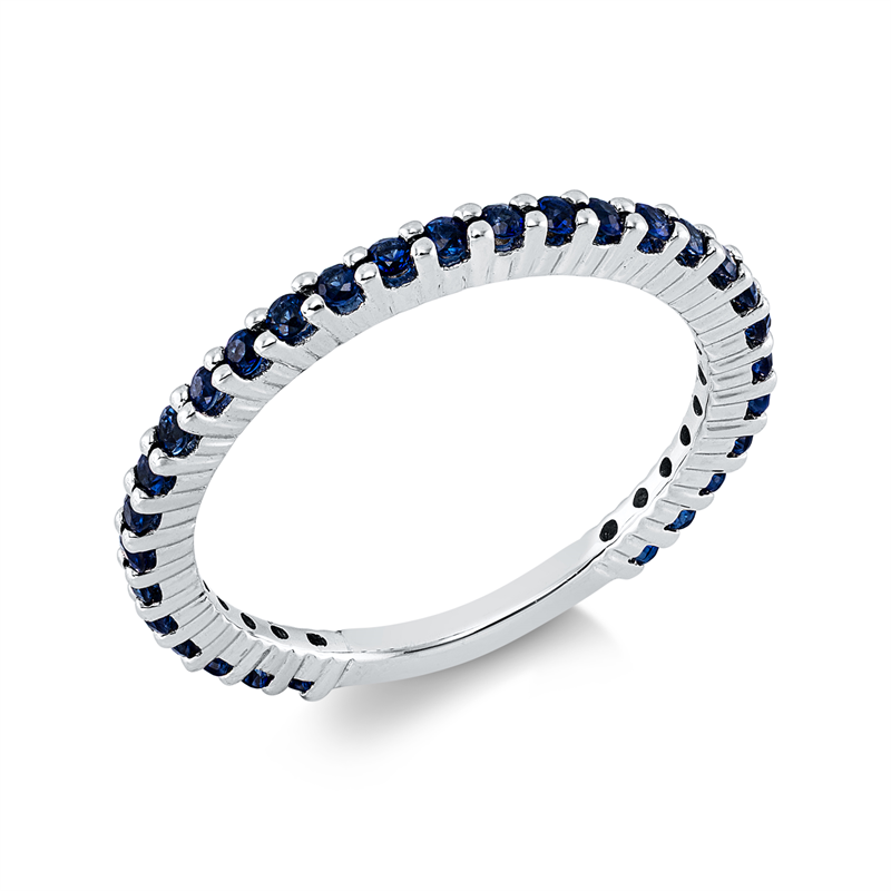 Ring 18 kt WG, 30 Saphire 0,55 ct blau