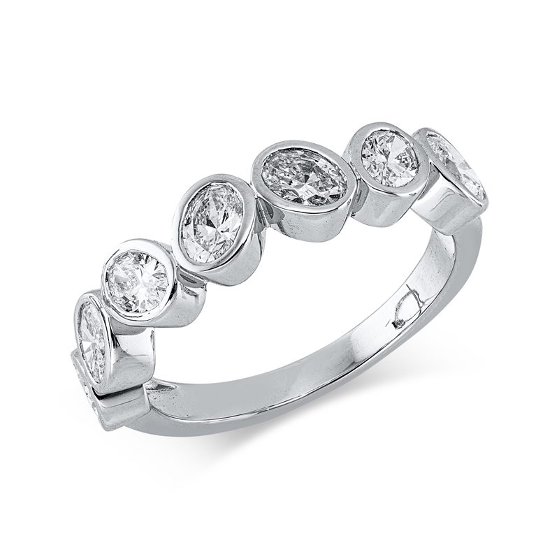 Ring 18 kt WG, 7 Oval 1,20 ct, TW-vsi