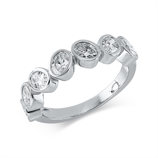 Ring 18 kt WG, 7 Oval 1,20 ct, TW-vsi