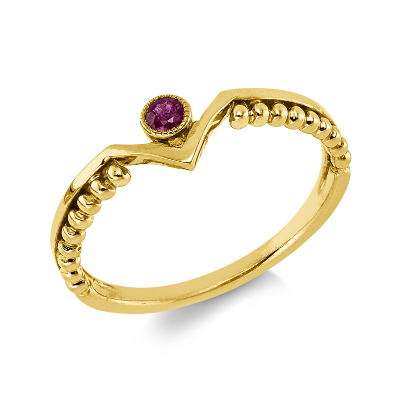 Ring 18 kt GG, 1 Rubin 0,10 ct rot