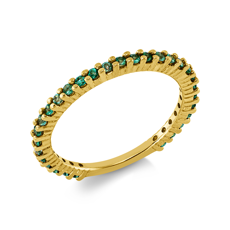 Ring 18 kt GG, 30 Smaragde 0,33 ct grün