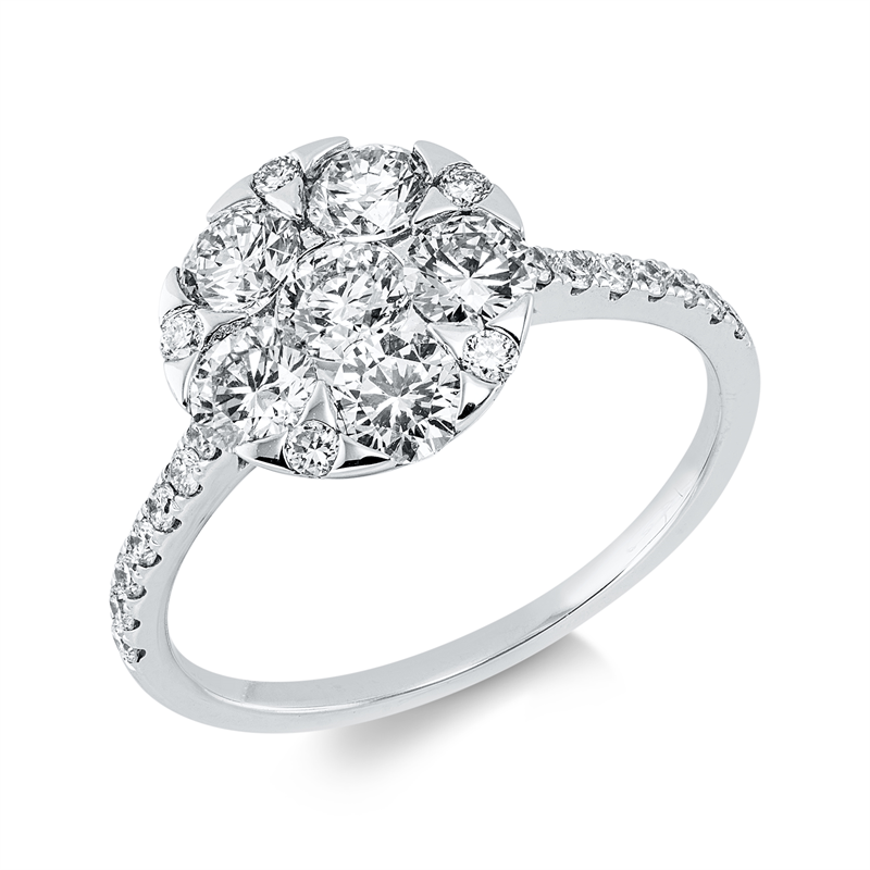 Ring 18 kt WG, 25 Brill. 1,35 ct, TW-si