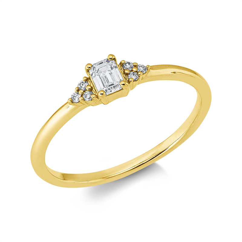 Ring 18 kt GG, 1 Sm.schliff 0,15 ct, TW-si, 6 Brill. 0,04 ct, TW-si