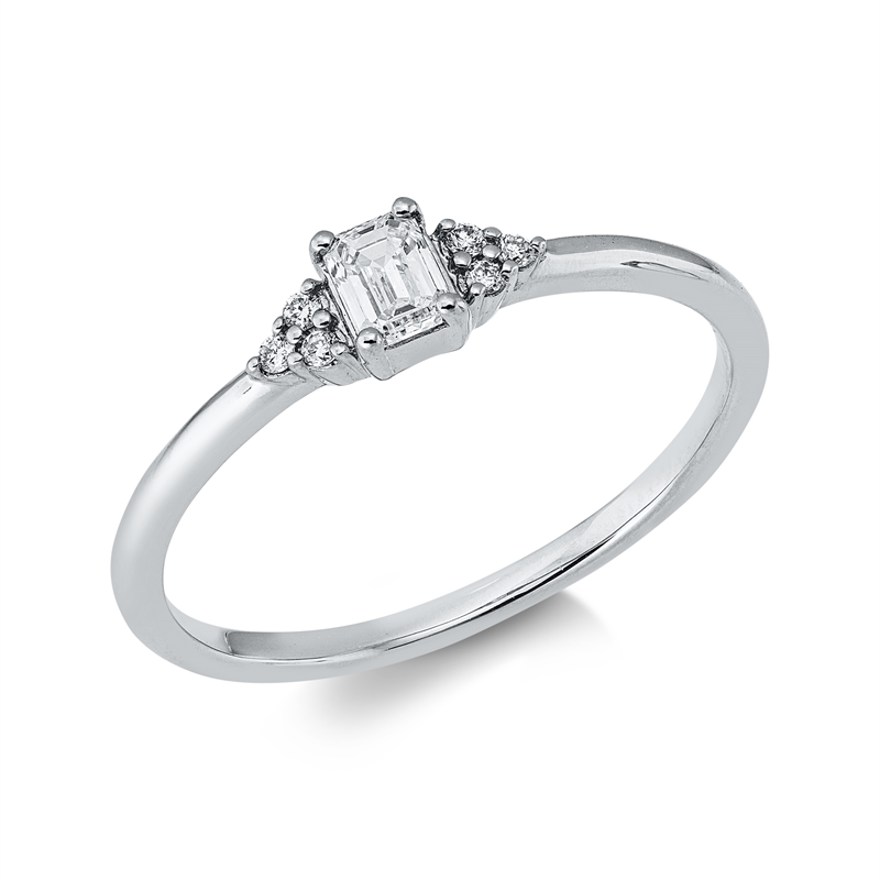 Ring 18 kt WG, 1 Sm.schliff 0,15 ct, TW-si, 6 Brill. 0,04 ct, TW-si