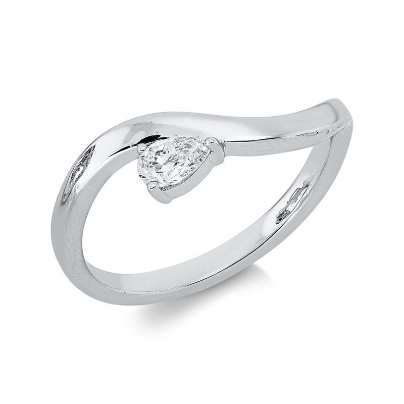 Ring 18 kt WG, 1 Tropfen 0,19 ct, TW-si