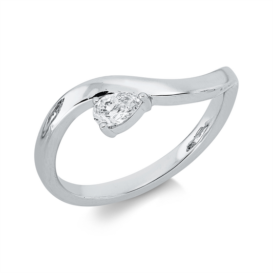 Ring 18 kt WG, 1 Tropfen 0,19 ct, TW-si