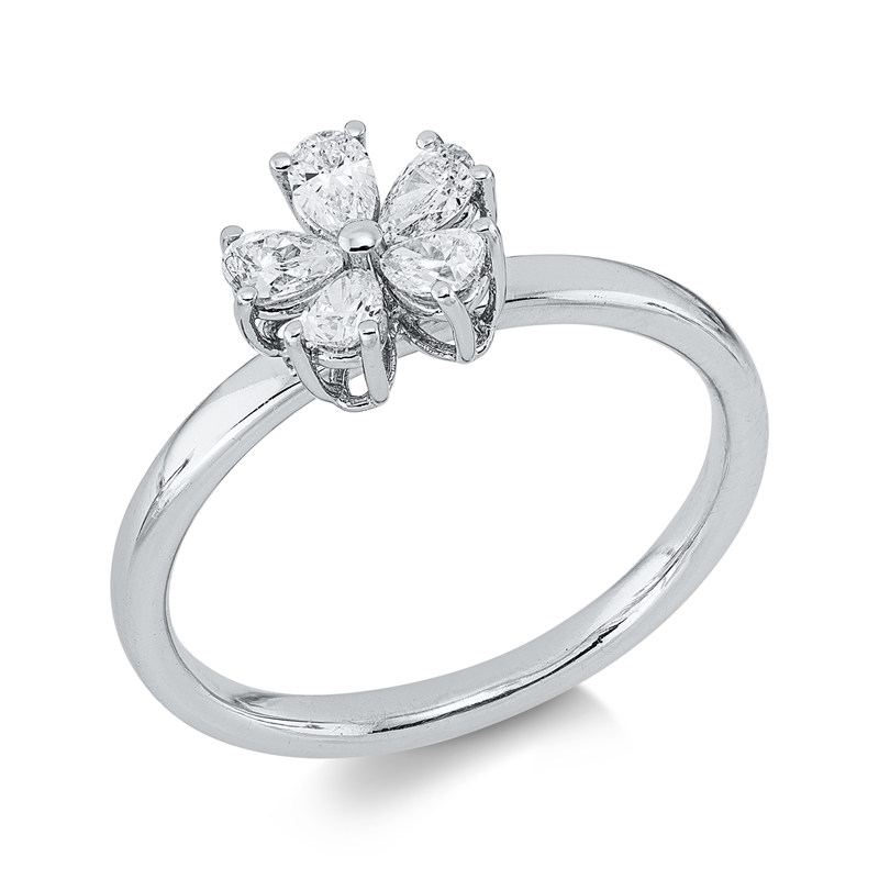 Ring 18 kt WG, 5 Tropfen 0,38 ct, F-vsi/si